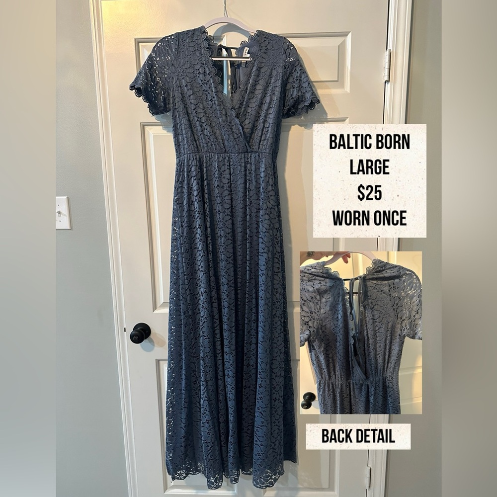 Baltic Born Venice Lace Maxi. Dusty Blue. Large